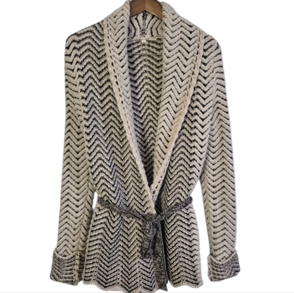 Moth Anthropologie Filamentous Wool Blend Cardigan Chevron Size Medium